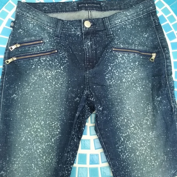 Rock & Republic bleach splatter skinny jeans 10 - Picture 2 of 5